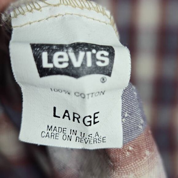 Rare Vintage LEVI’S SilverTab Elements Checkered Plaid Wax Thick Button Shirt 90 - Picture 12 of 14